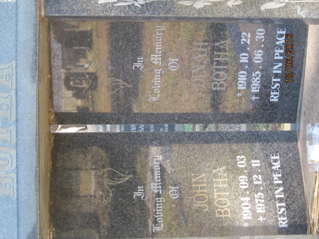 BOTHA John 1904-1975 &amp; Dinah 1910-1985