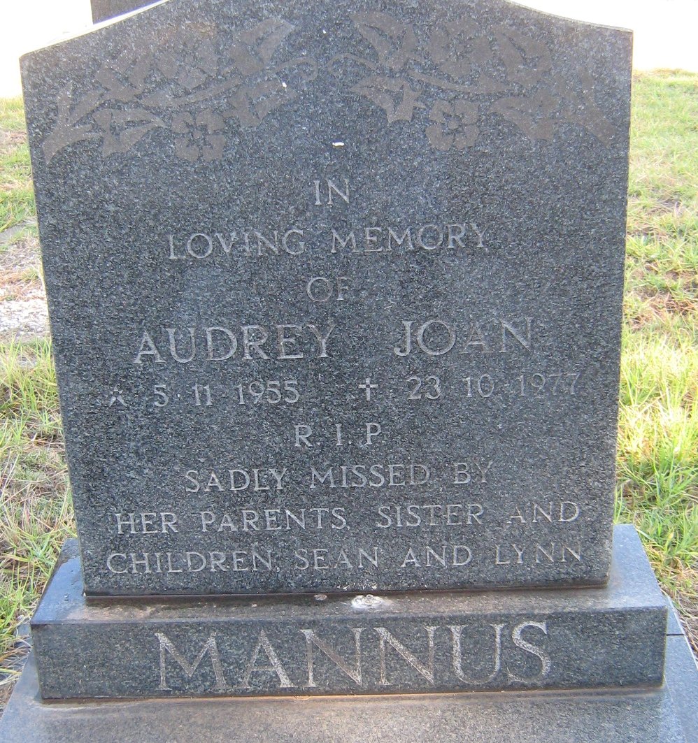 MANNUS Audrey Joan 1955-1977