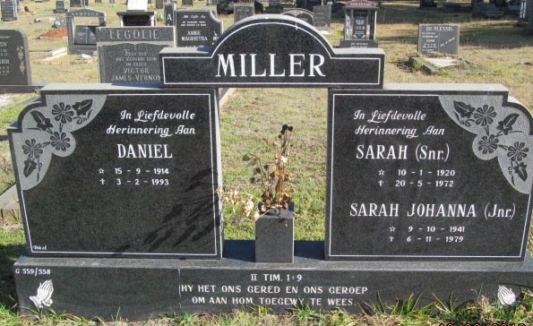 MILLER Daniel 1914-1993 &amp; Sarah 1920-1972 :: MILLER Sarah Johanna 1941-1979