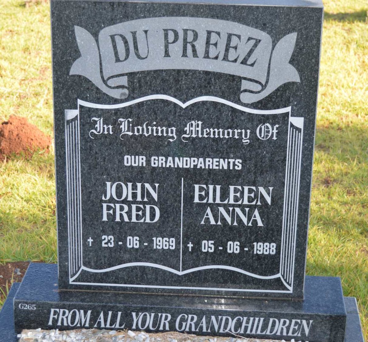 PREEZ John Fred, du -1969 &amp; Eileen Anna -1988