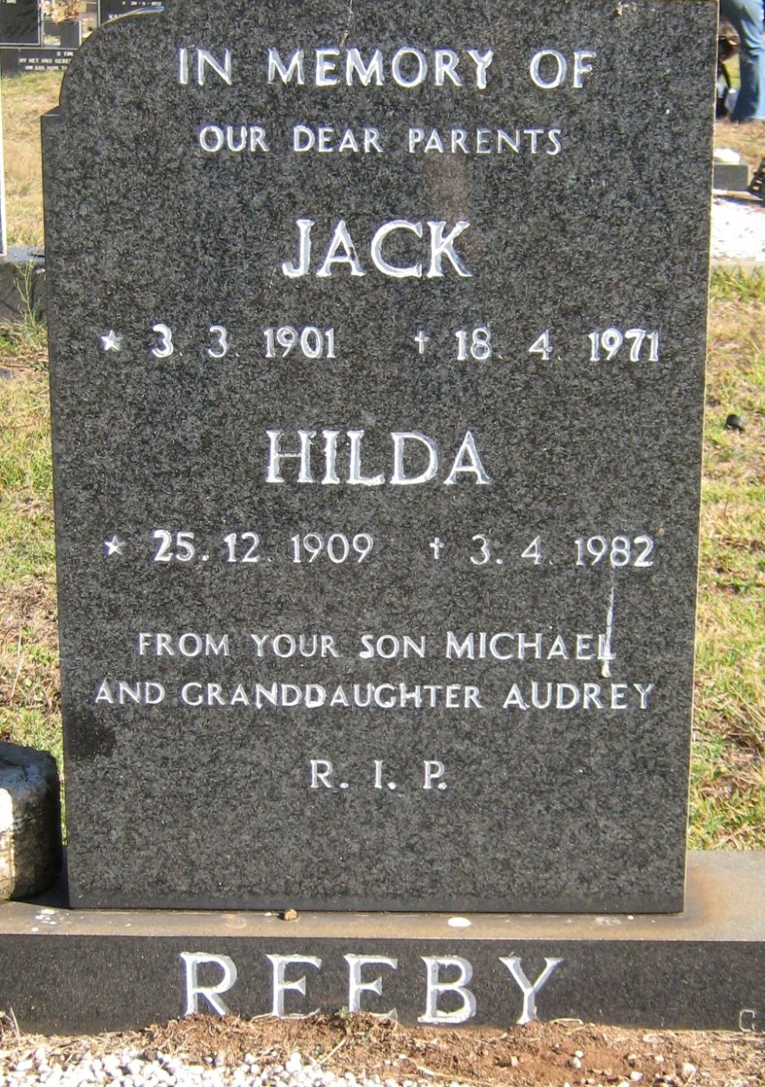 REEBY Jack 1901-1971 &amp; Hilda 1909-1982
