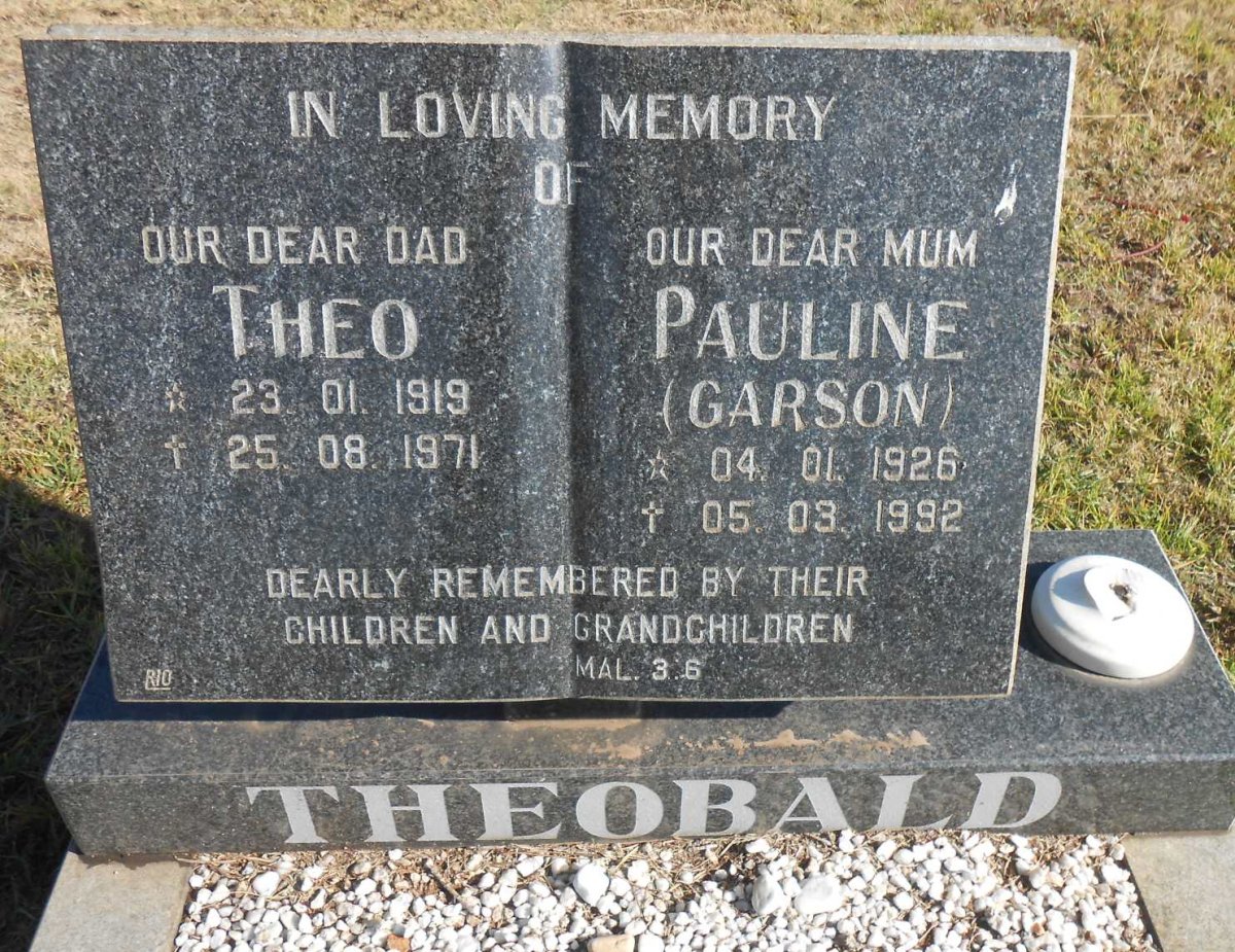 THEOBALD Theo 1919-1971 &amp; Pauline GARSON 1926-1992