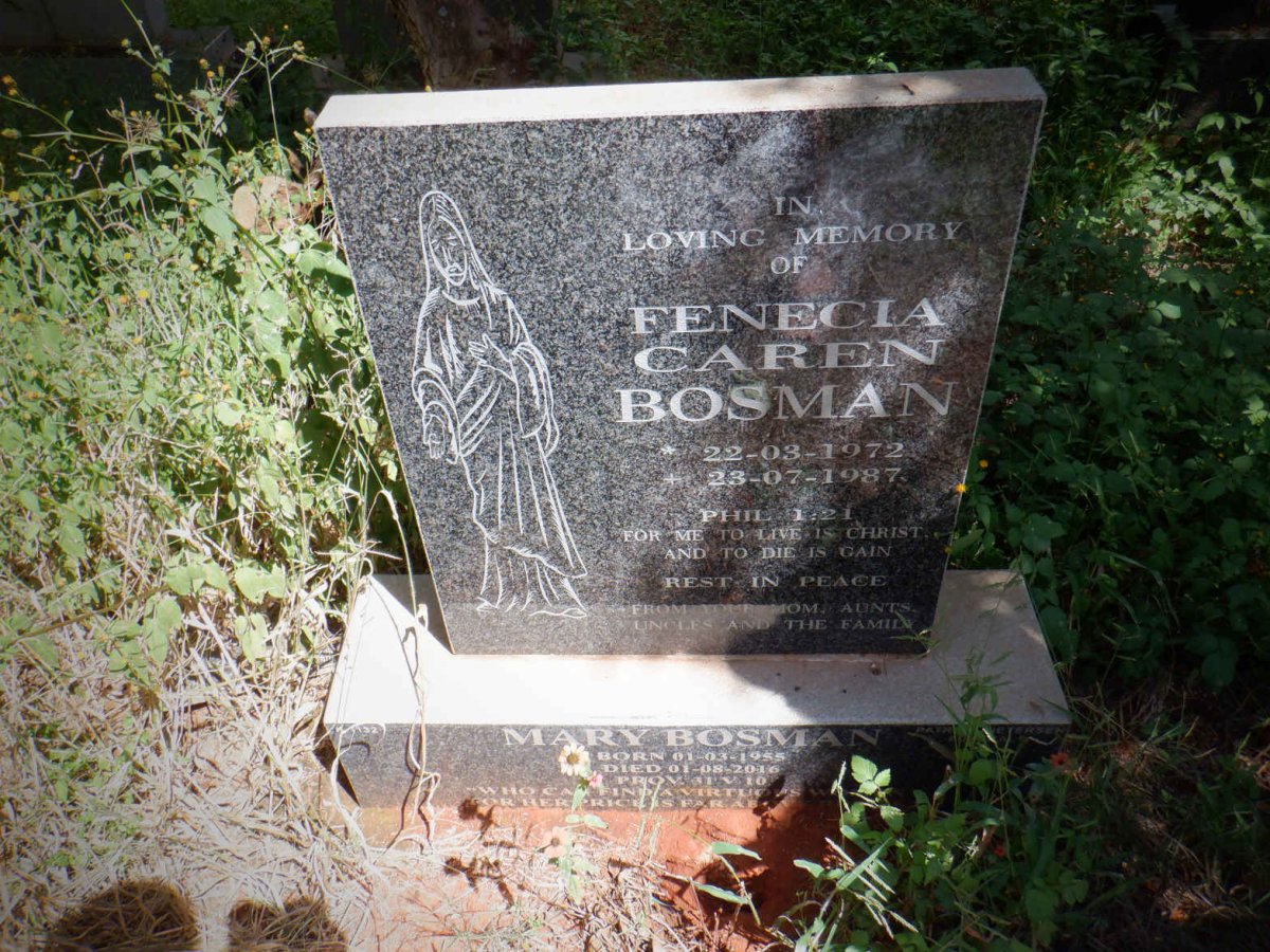 BOSMAN Mary 1955-2016 :: BOSMAN Fenecia Caren 1972-1987