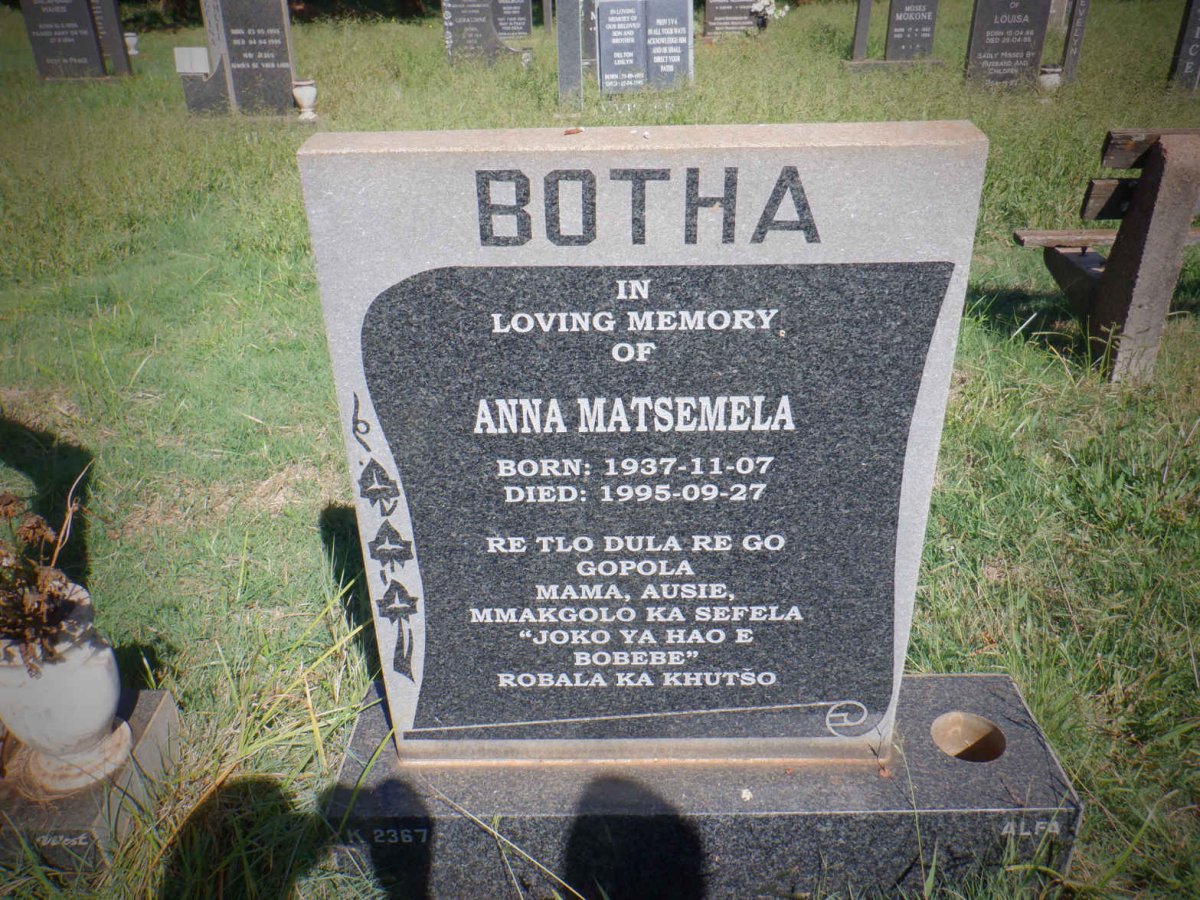 BOTHA Anna Matsemela 1937-1995