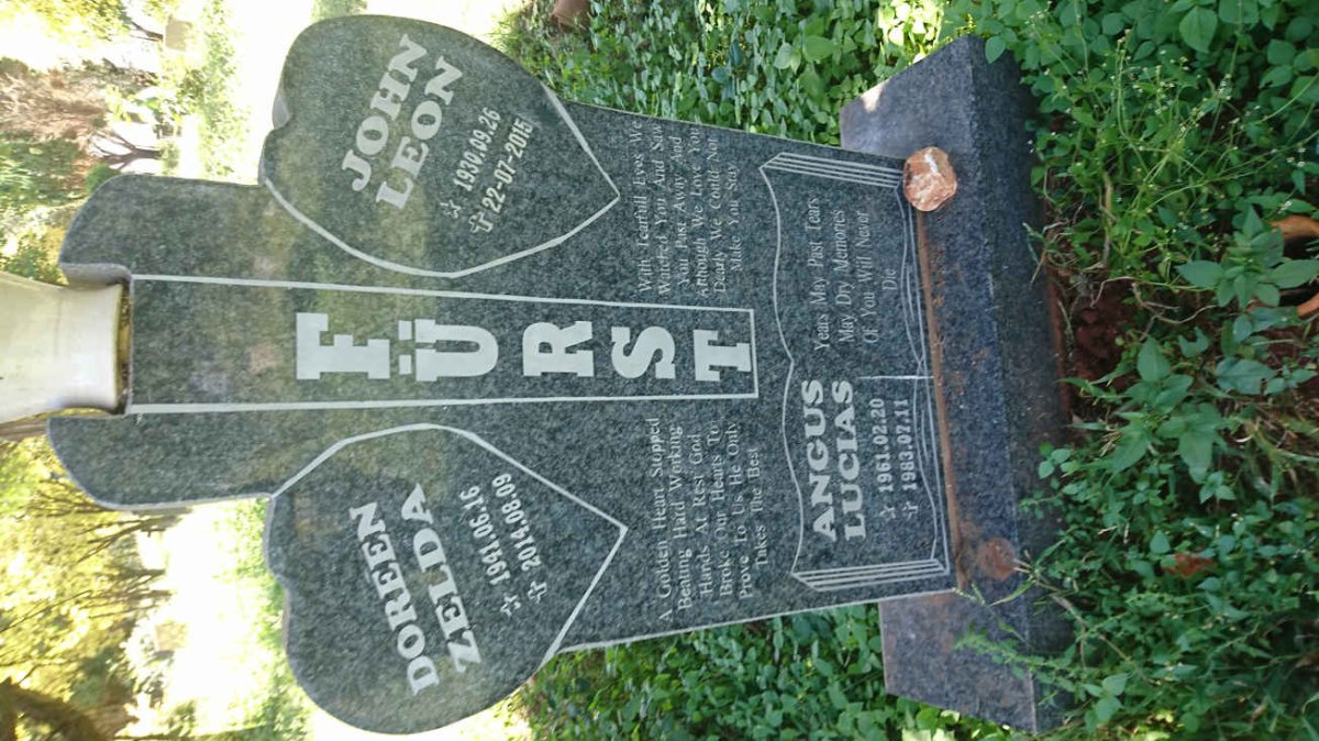 FÜRST John Leon 1930-2015 &amp; Doreen Zelda 1941-2014 :: FÜRST Angus Lucias 1961-1983