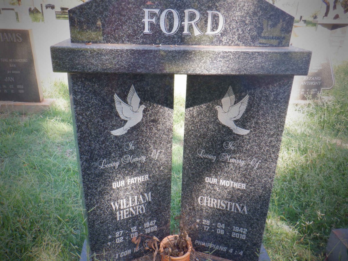 FORD William Henry 1947-1992 &amp; Christina 1942-2010