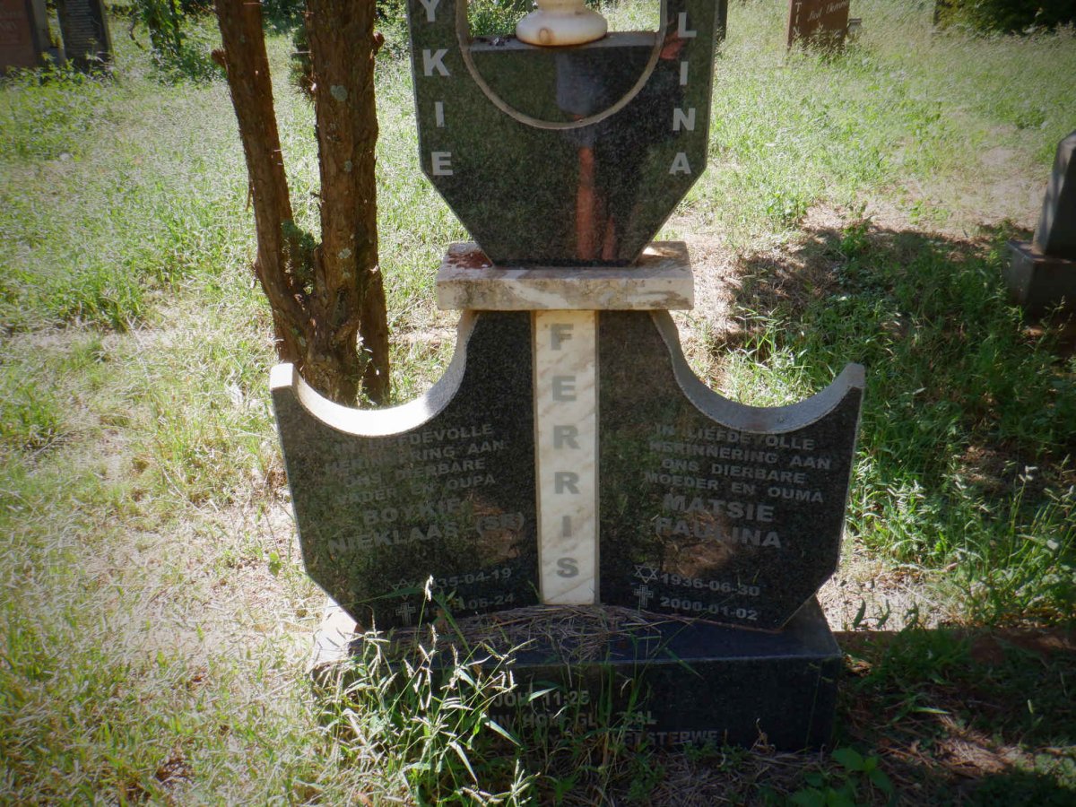 FERRIS Boykie Nieklaas 1935-1985 &amp; Matsie Paulina 1936-2000