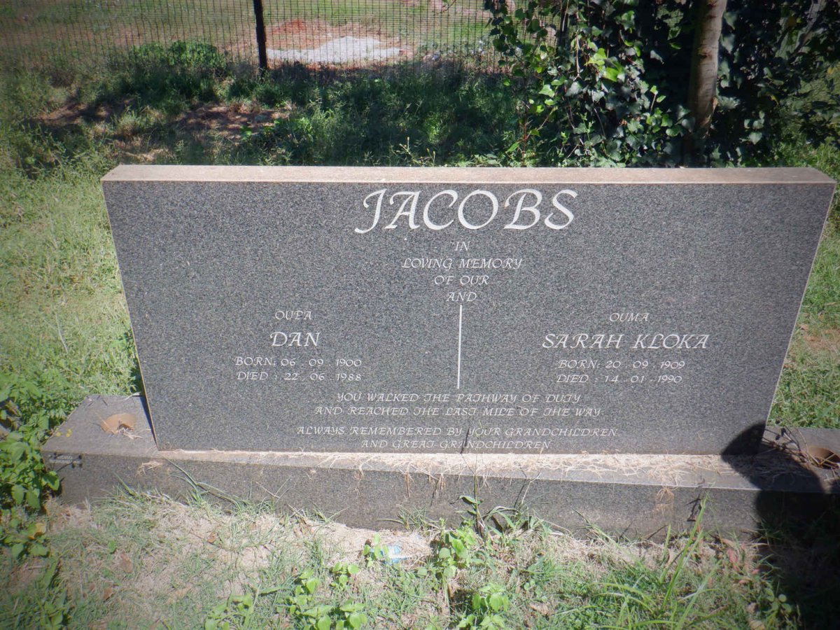 JACOBS Dan 1900-1988 &amp; Sarah Kloka 1909-1990
