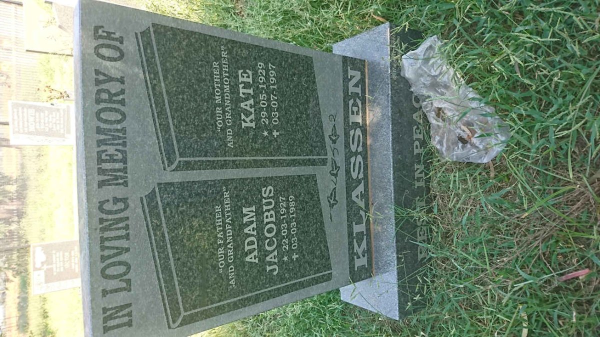 KLASSEN Adam Jacobus 1927-1989 &amp; Kate 1929-1997