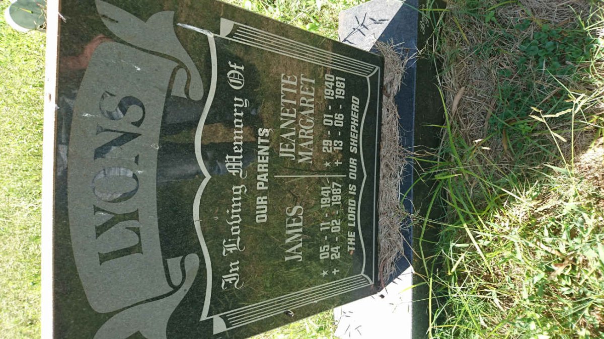 LYONS James 1941-1987 &amp; Jeanette Margaret 1940-1981