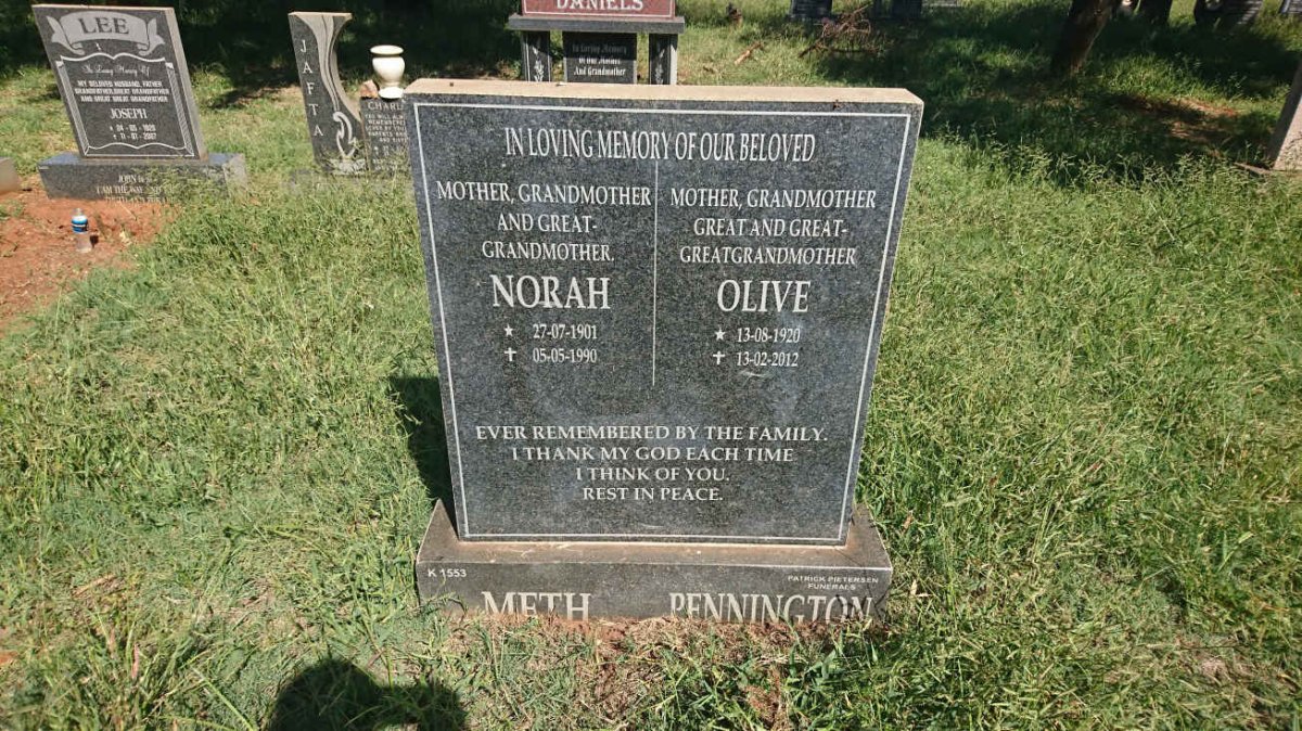 METH Nora 1901-1990 :: PENNINGTON Olive 1920-2012