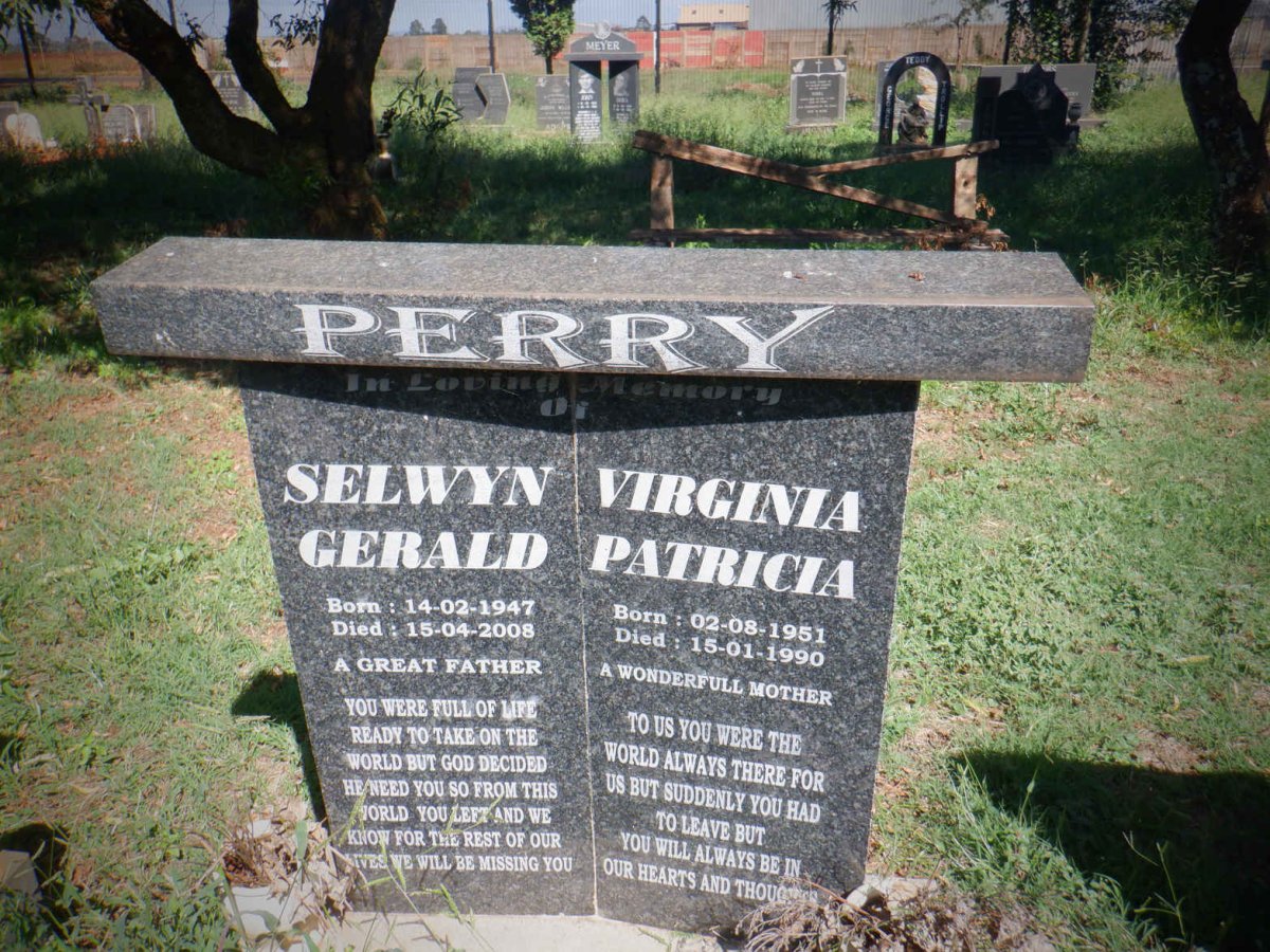 PERRY Selwyn Gerald 1947-2008 &amp; Virginia Patricia 1951-1990
