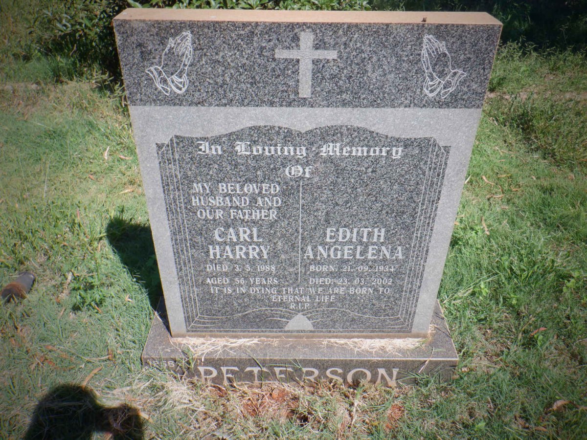 PETERSON Carl Harry -1988 &amp; Edith Angelena 1934-2002