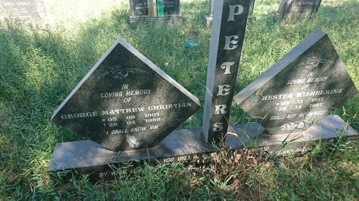 PETERS George Matthew Christian 1907-1989 &amp; Hester Wilhelmina 1917-1997