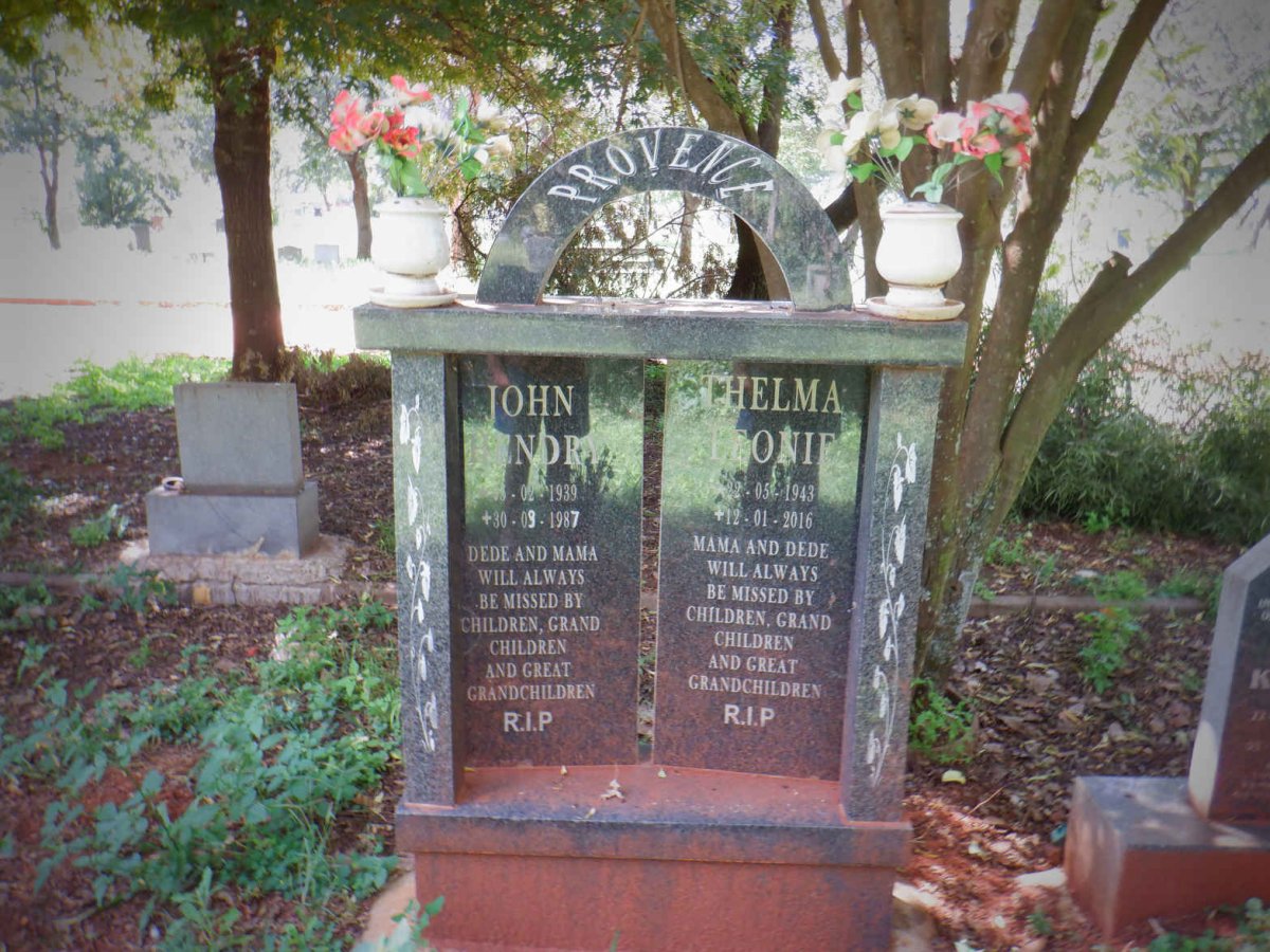 PROVENCE John Hendry 1939-1987 &amp; Thelma Leonie 1943-2016