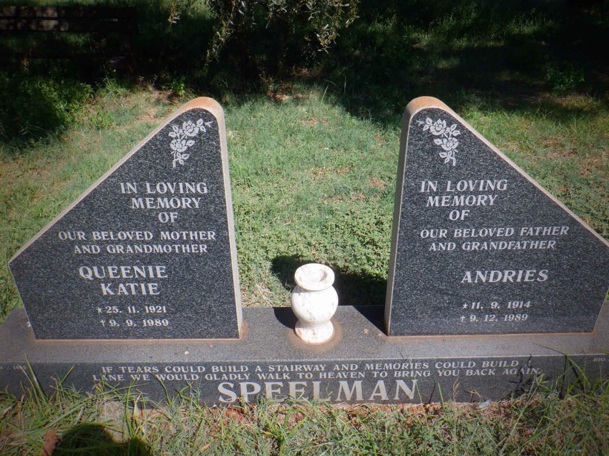 SPEELMAN Andries 1914-1989 &amp; Queenie Katie 1921-1989