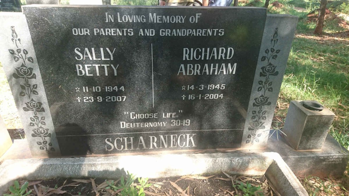 SCHARNECK Richard Abraham 1945-2004 &amp; Sally Betty 1944-2007