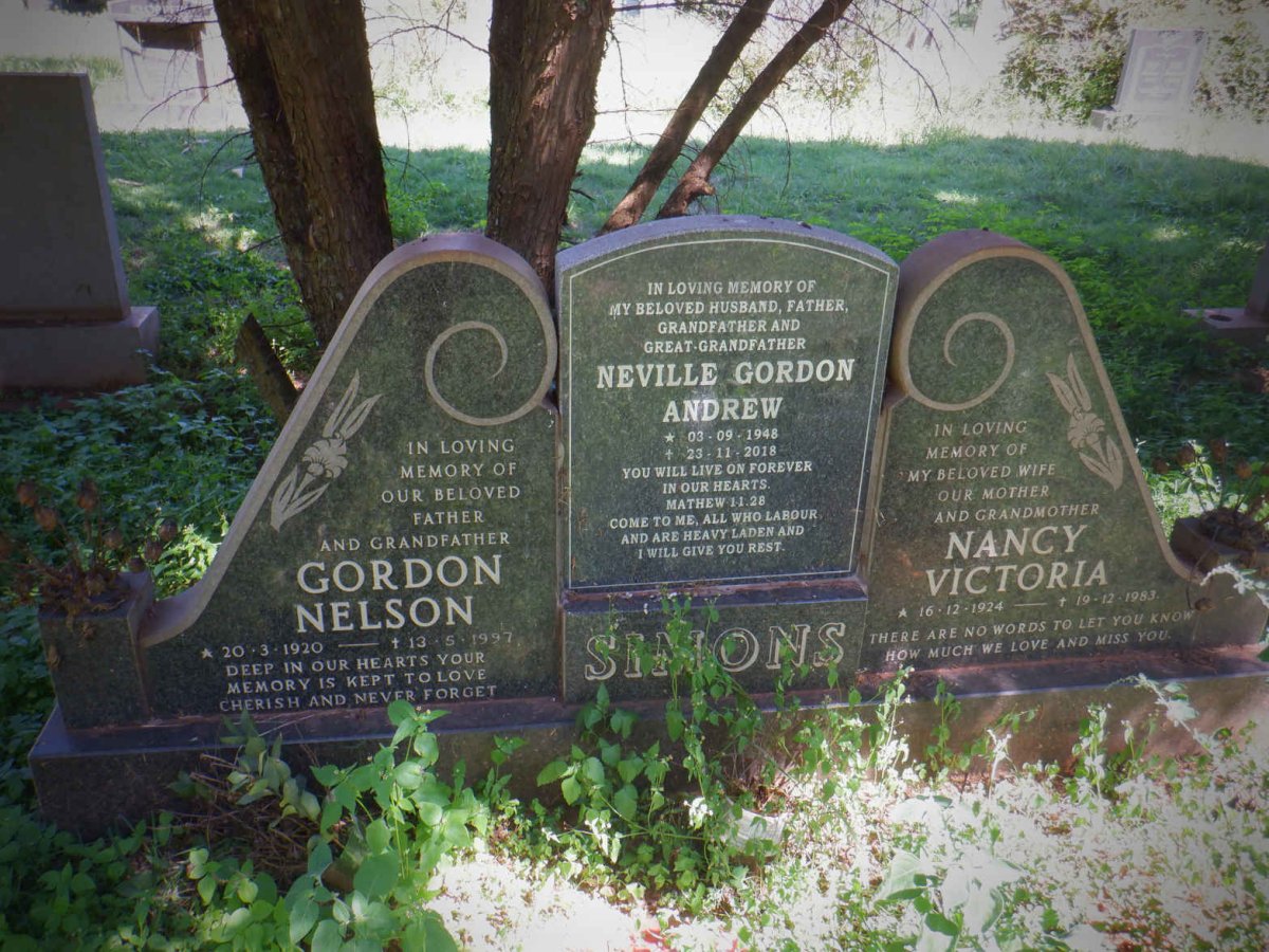 SIMONS Gordon Nelson 1920-1997 &amp; Nancy Victoria 1924-1983 :: SIMONS Neville Gordon Andrew 1948-2018