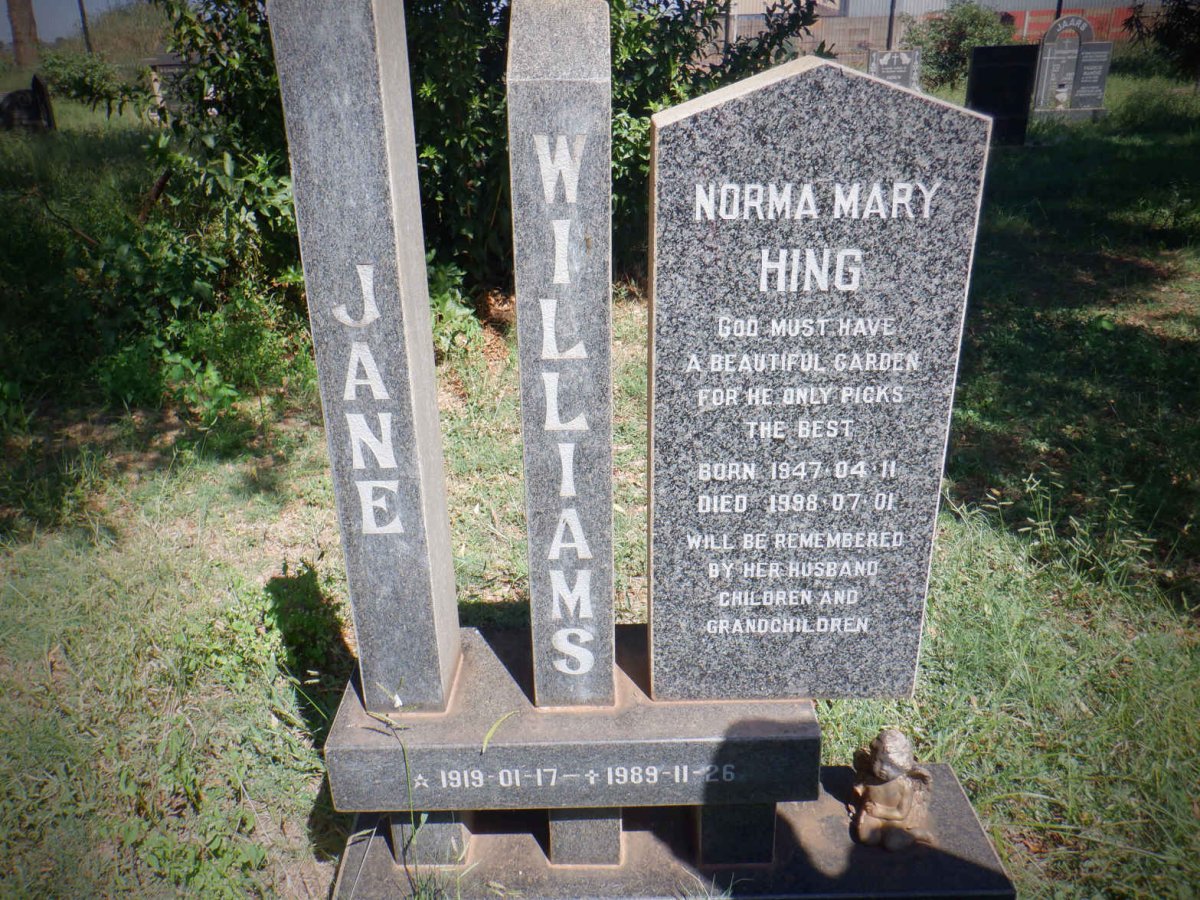 WILLIAMS Jane 1919-1989 :: HING Norma Mary 1947-1998