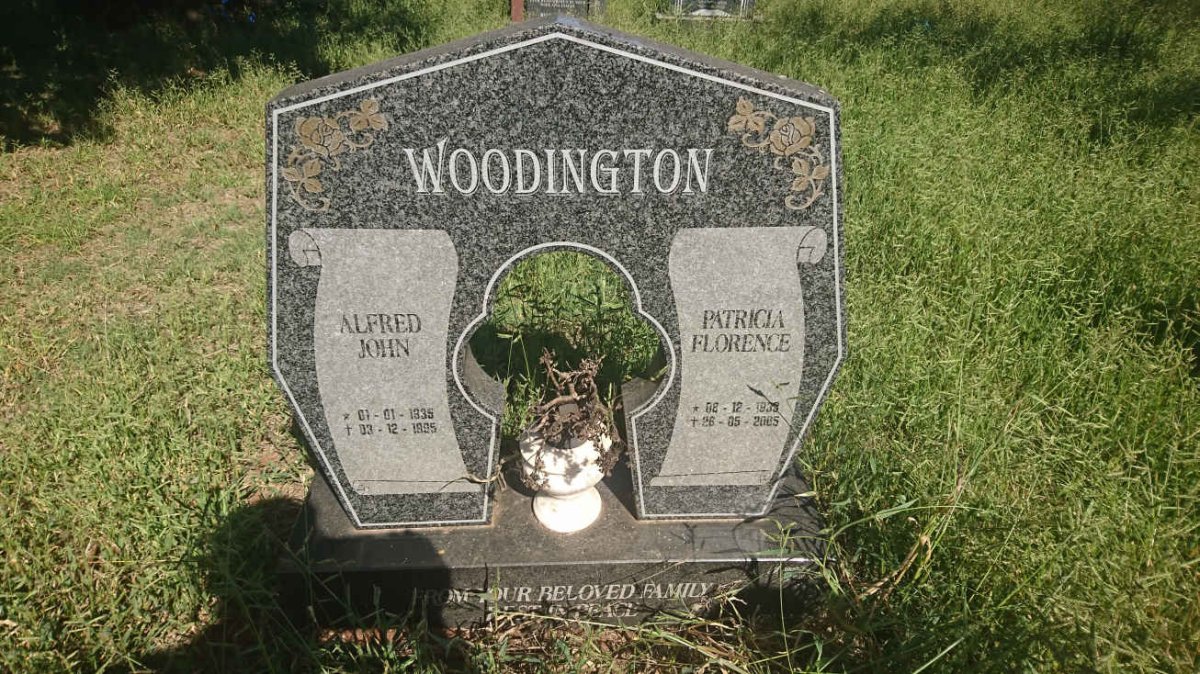 WOODINGTON Alfred John 1935-1995 &amp; Patricia Florence 193?-2005