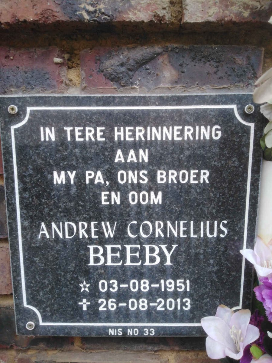 BEEBY Andrew Cornelius 1951-2013
