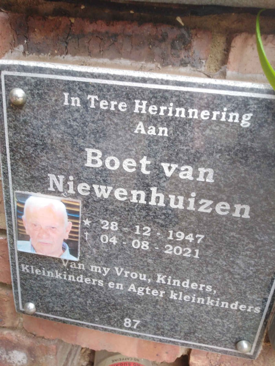 NIEWENHUIZEN Boet, van 1947-2021