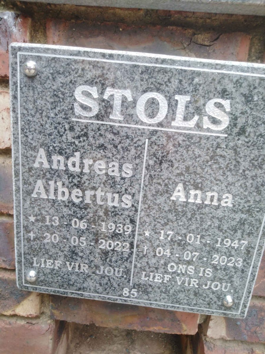 STOLS Andreas Albertus &amp; Anna 1947-2023