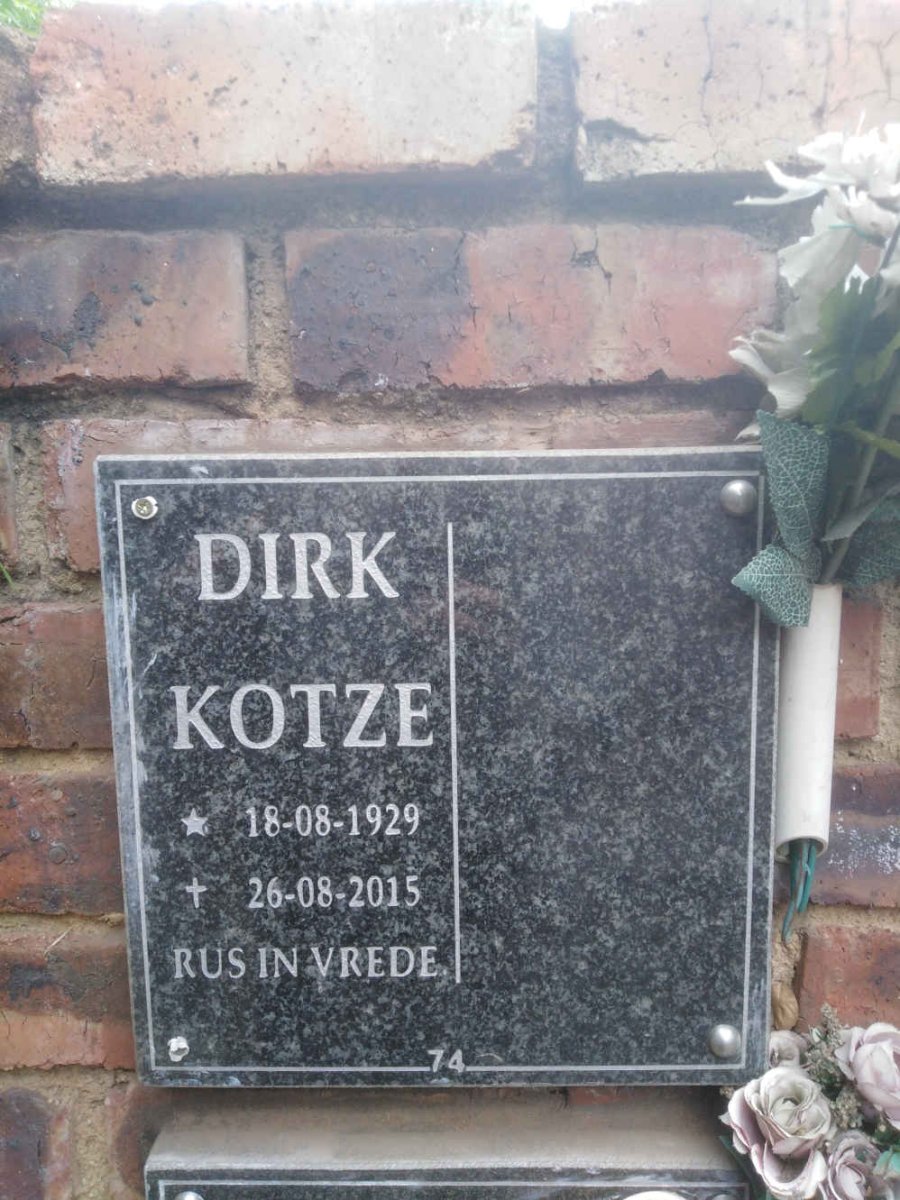 KOTZE Dirk 1929-2015