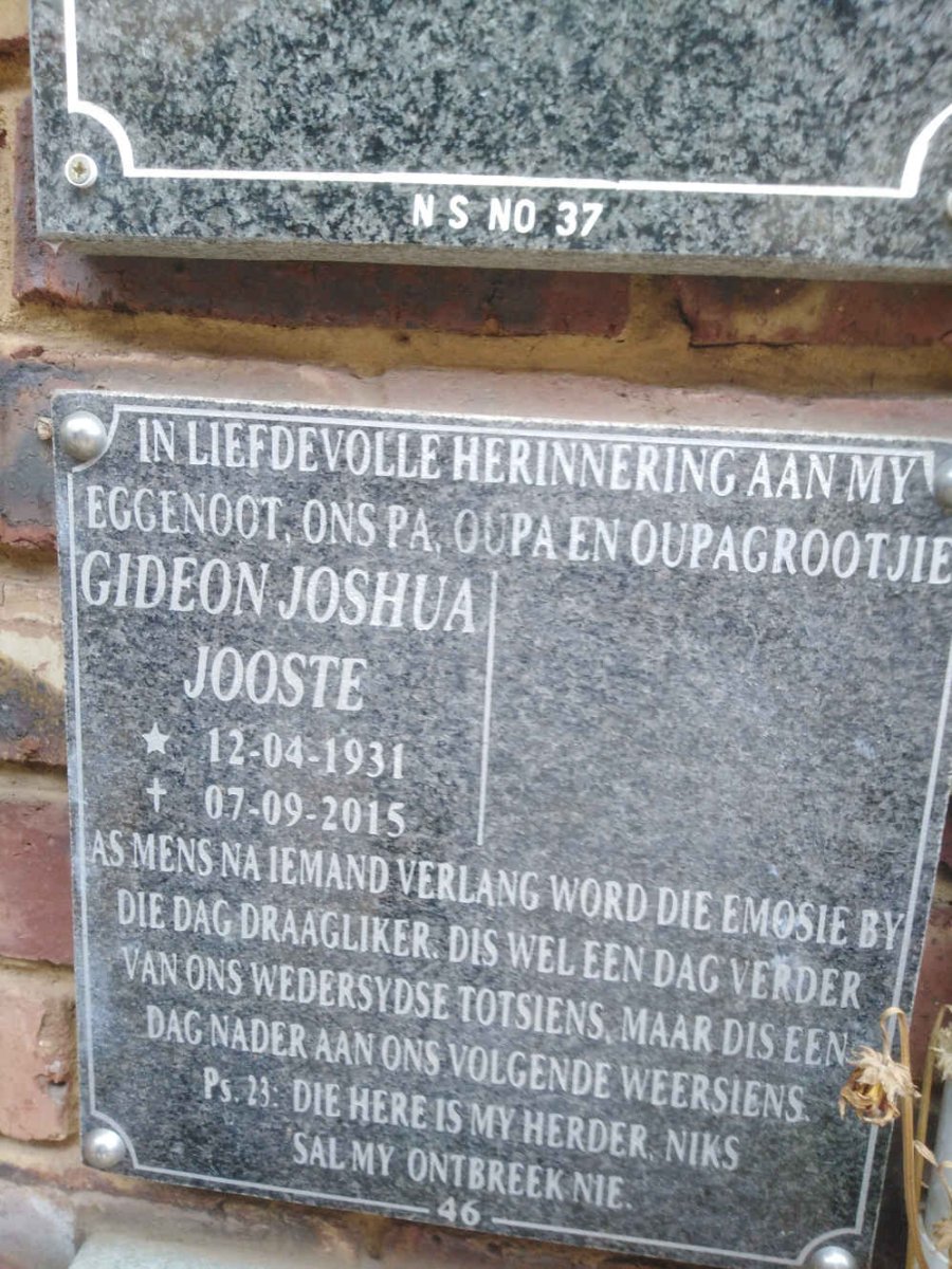 JOOSTE Gideon Joshua 1931-2015