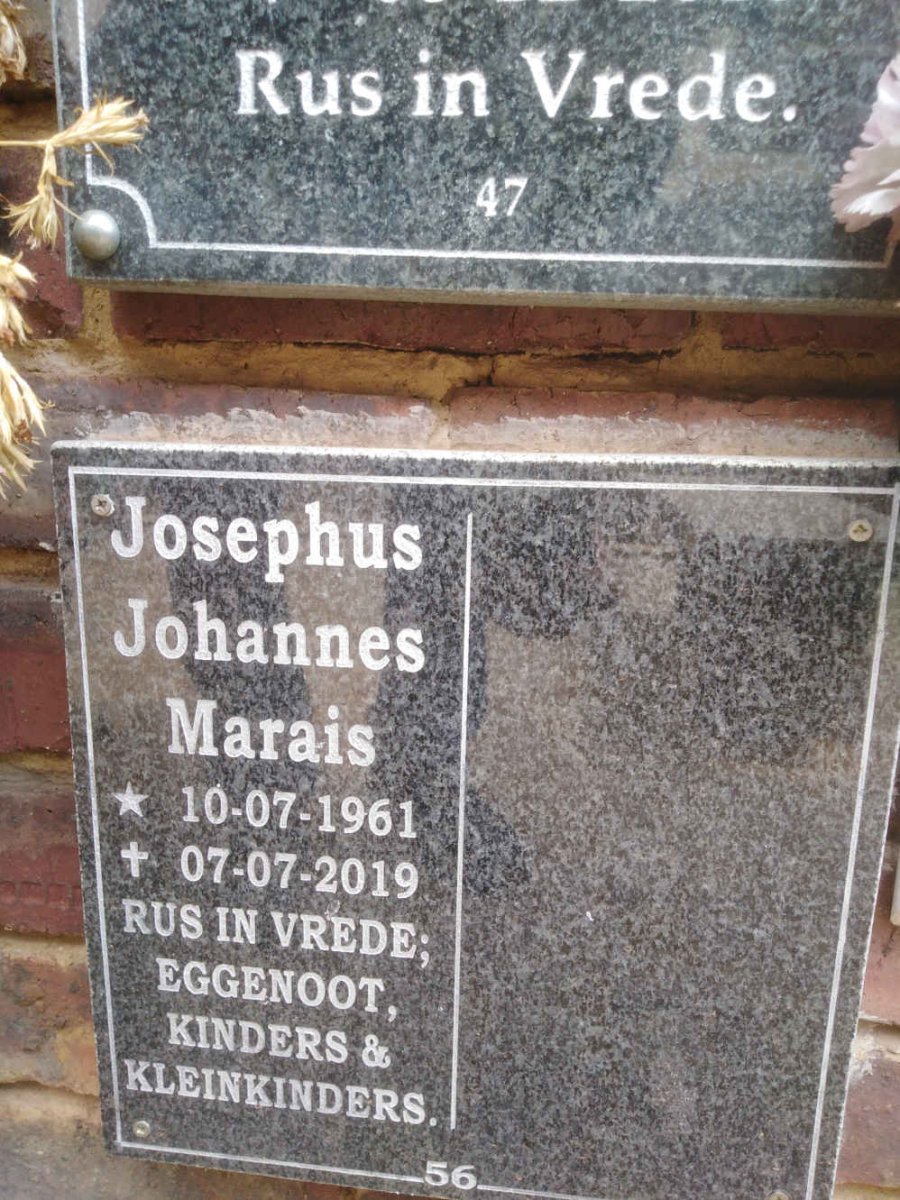 MARAIS Josephus Johannes 1961-2019