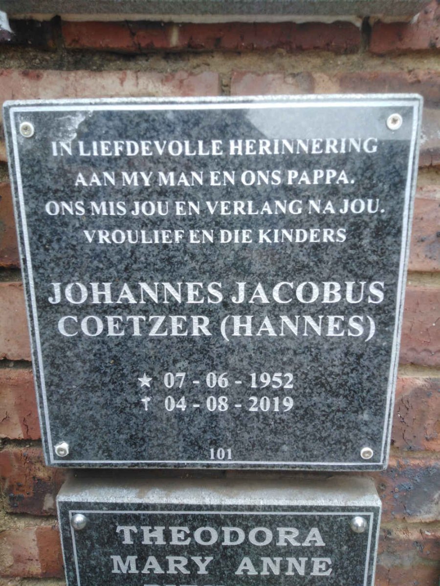 COETZER Johannes Jacobus 1952-2019