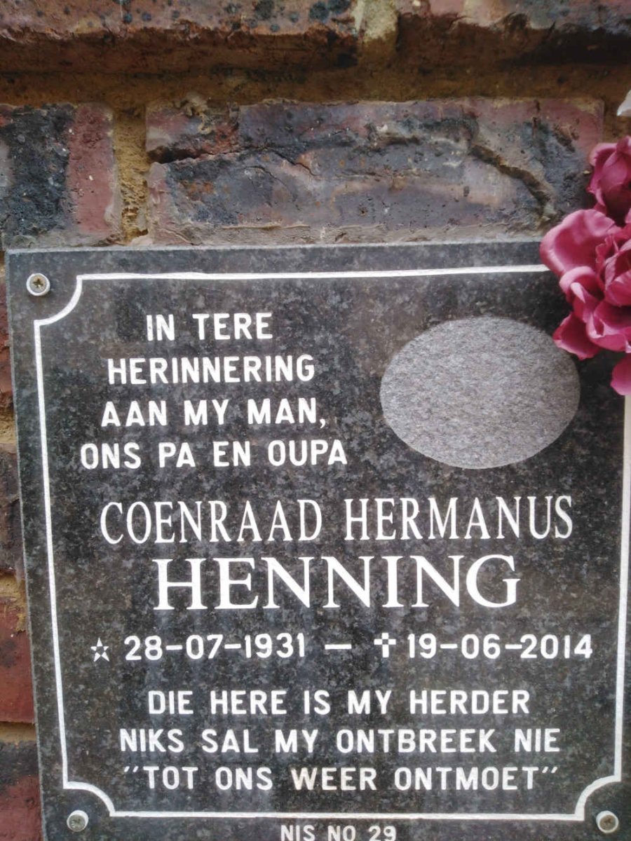 HENNING Coenraad Hermanus 1931-2014