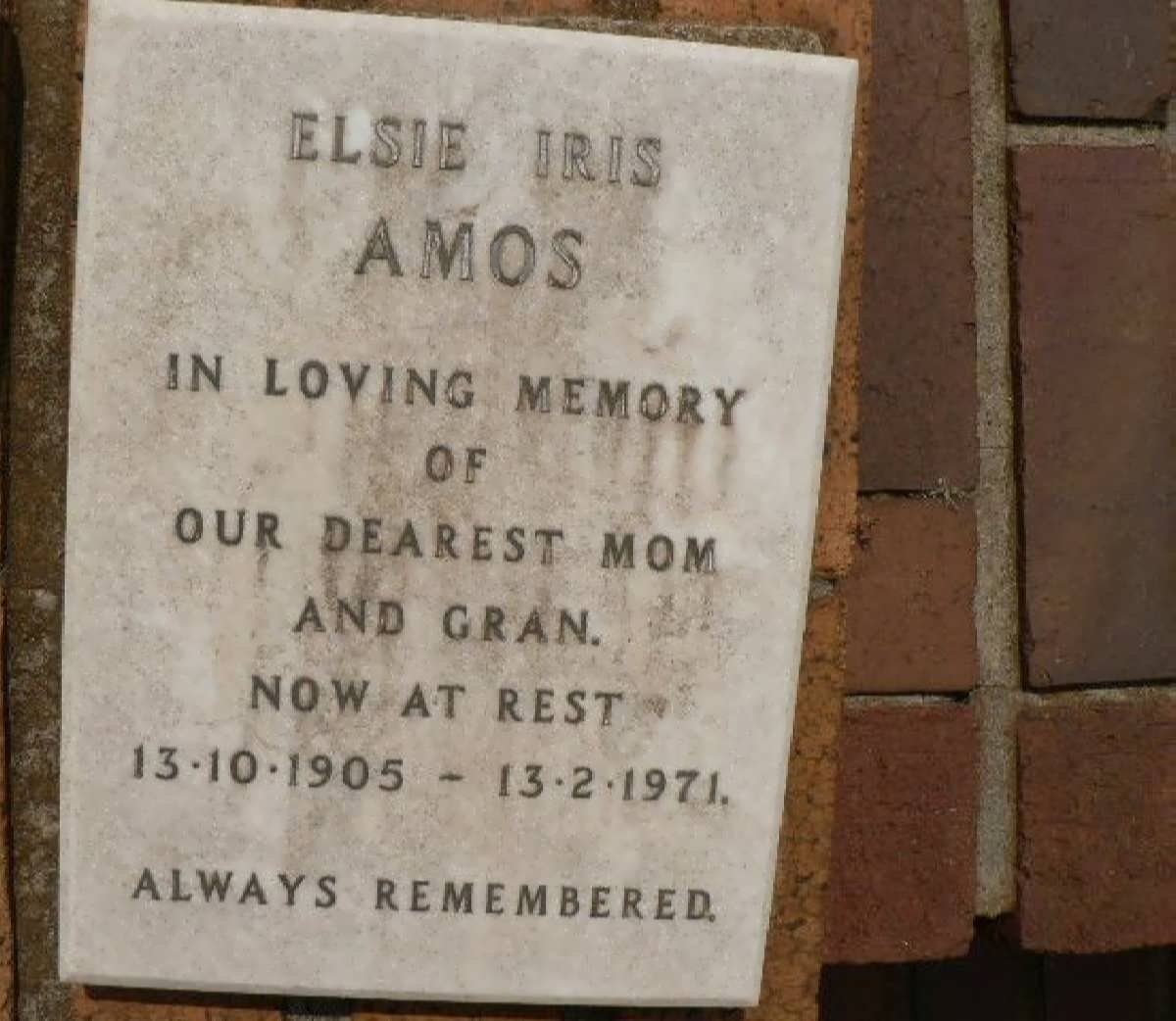 AMOS Elsie Iris 1905-1971