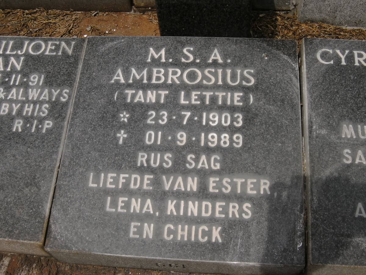 AMBROSIUS M.S.A. 1903-1989