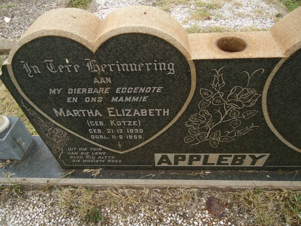 APPLEBY Martha Elizabeth nee KOTZE 1930-1959