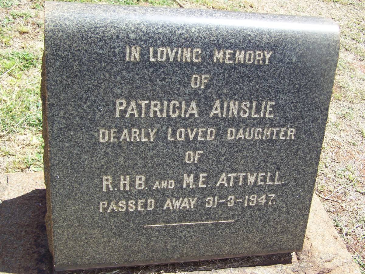 ATTWELL Patricia Ainslie -1947 :: ATTWELL Richard H.B. -1953 &amp; May Elaine 1887-1972