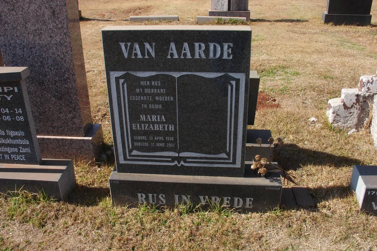 AARDE Maria Elizabeth, van 1936-2001