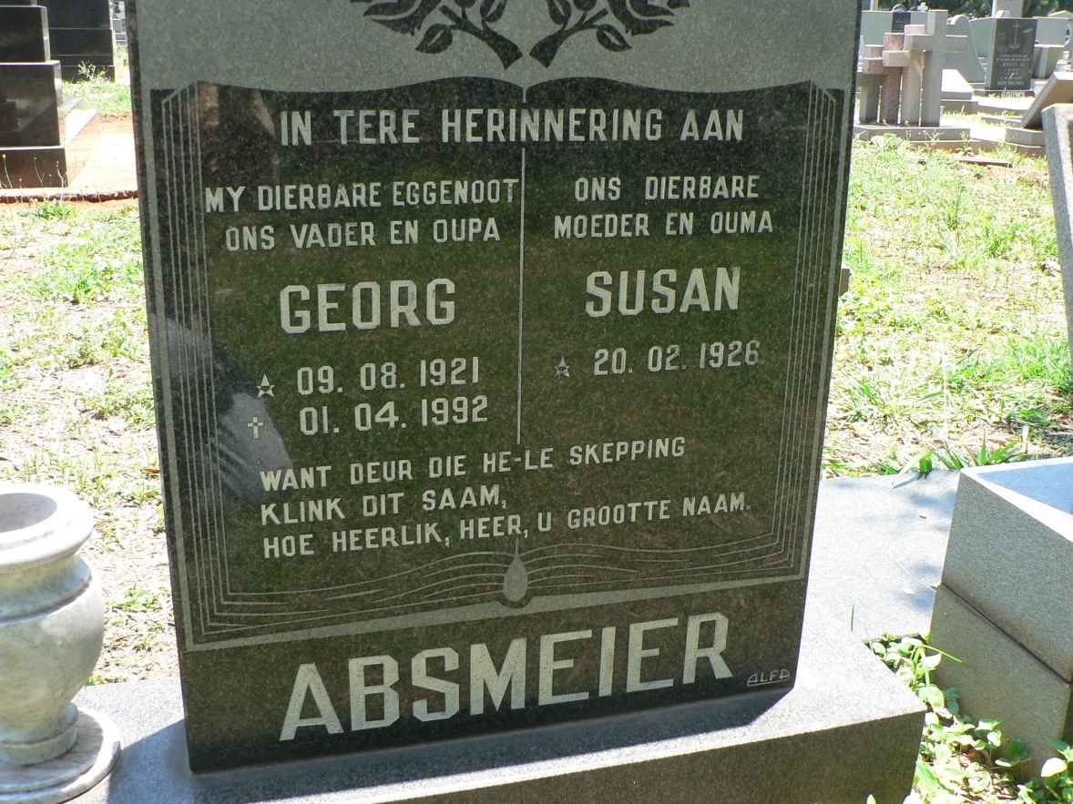 ABSMEIER Georg 1921-1992 &amp; Susan 1926-