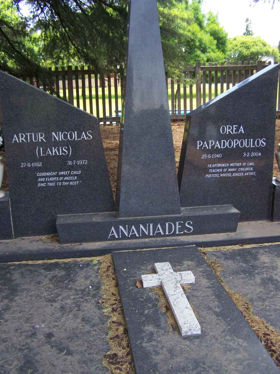 ANANIDES Arthur Nicholas 1962-1972 :: PAPADOPOULOS Orea 1940-2004