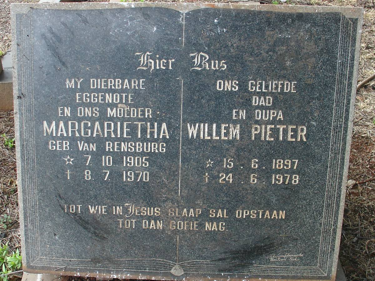 ANNANDALE Willem Pieter 1897-1978 &amp; Margaretha VAN RENSBURG 1905-1970