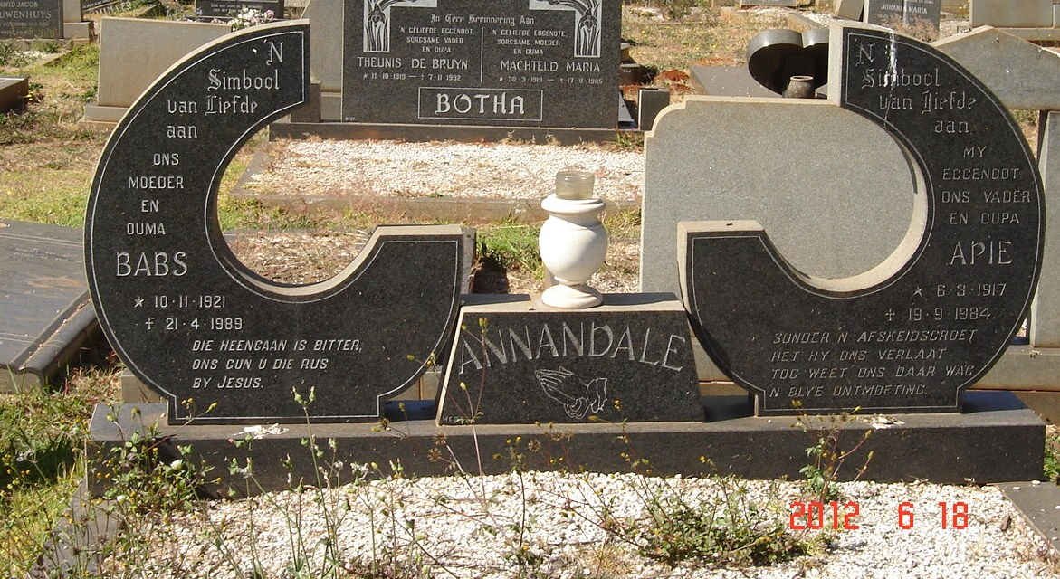 ANNANDALE Apie 1917-1984 &amp; Babs 1921-1989