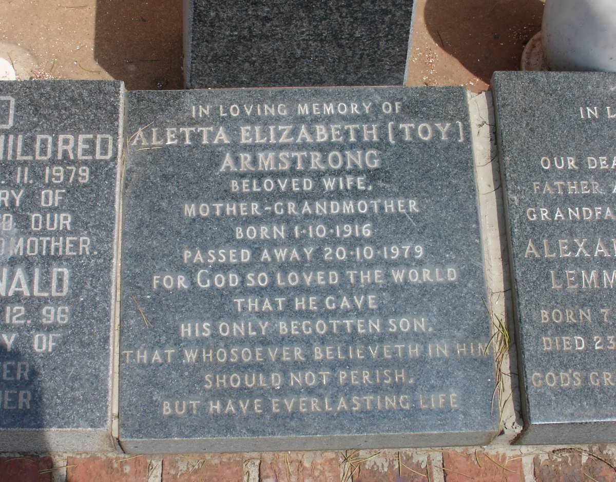 ARMSTRONG Aletta Elizabeth 1916-1979