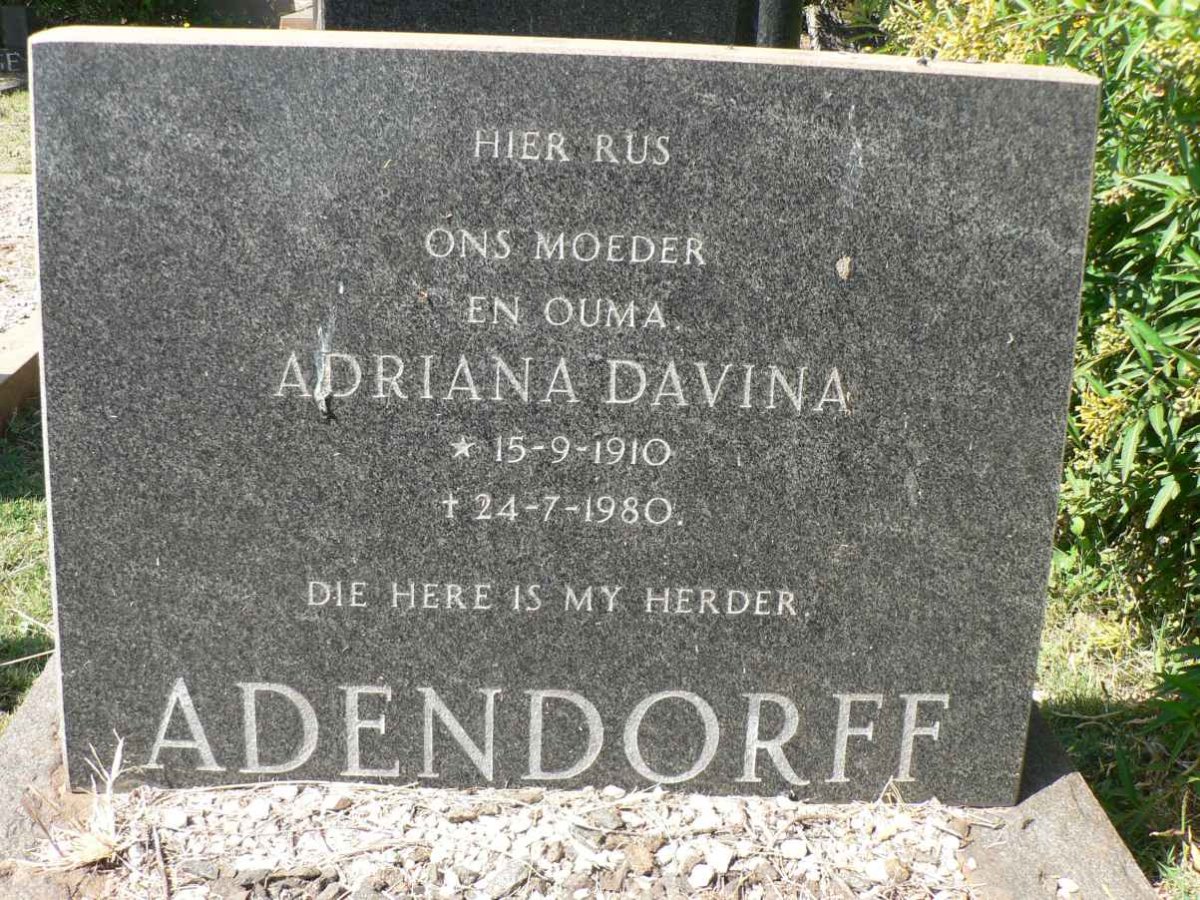 ADENDORFF Adriana Davina 1910-1980