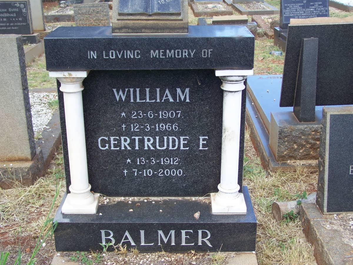 BALMER William 1907-1966 &amp; Gertrude E. 1912-2000