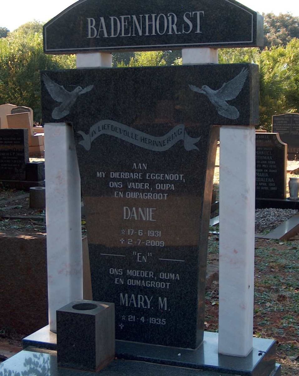 BADENHORST Danie 1931-2009 &amp; Mary M. 1935- 
