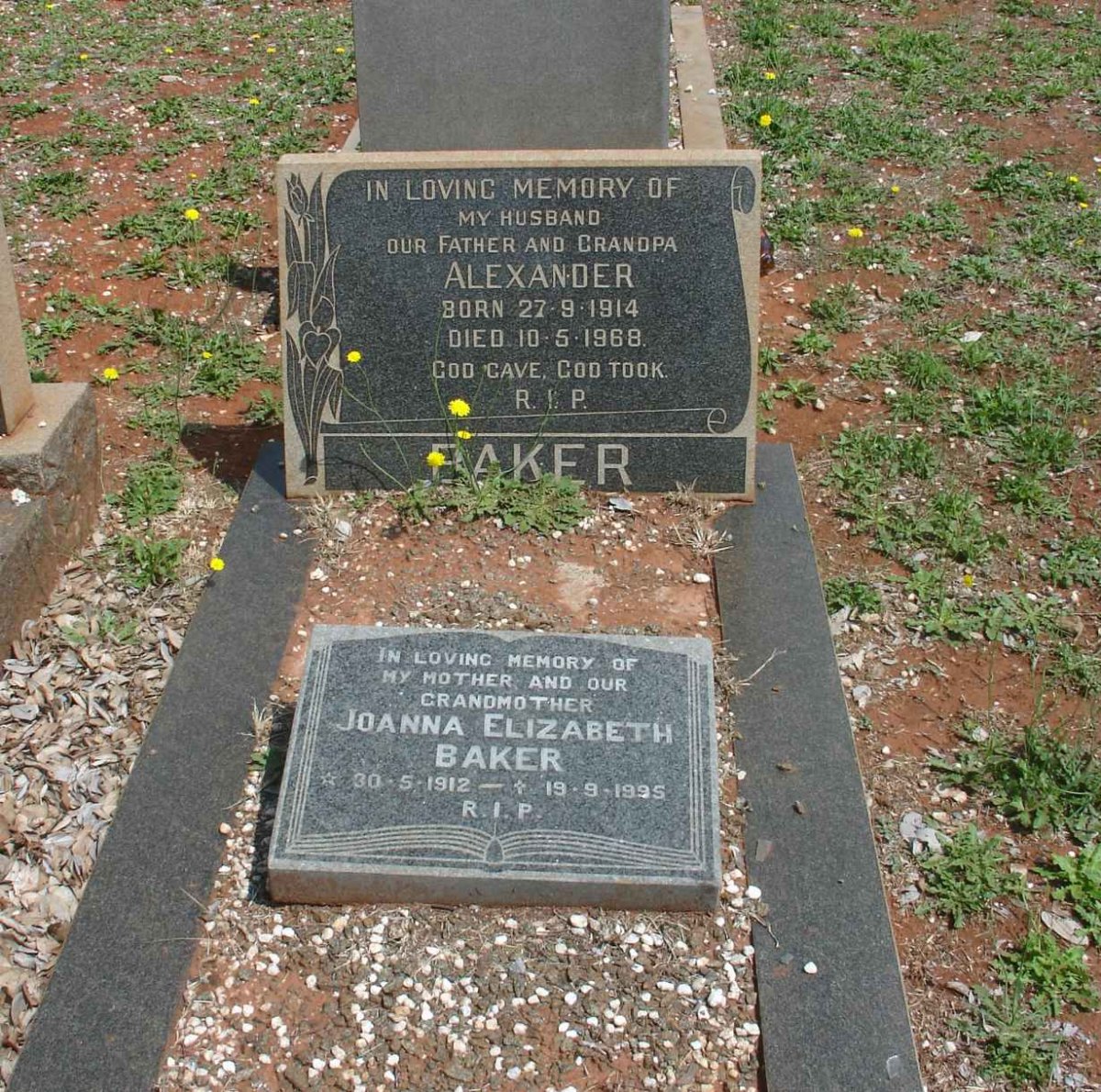 BAKER Alexander 1914-1968 &amp; Joanna Elizabeth 1912-1995