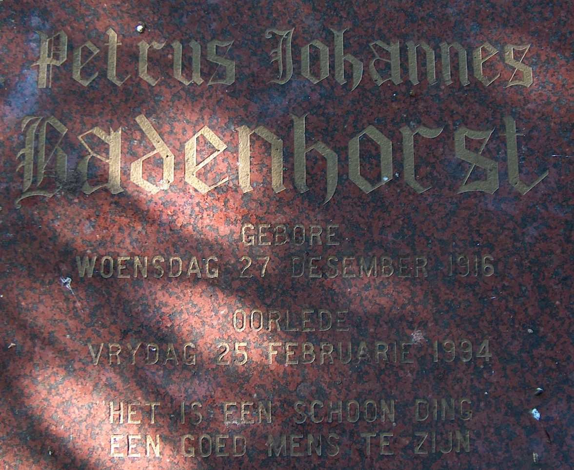 BADENHORST Petrus Johannes 1916-1994