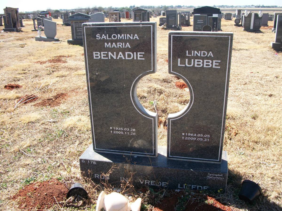 BENADIE Salomina Maria 1935-2005 :: LUBBE Linda 1964-2009