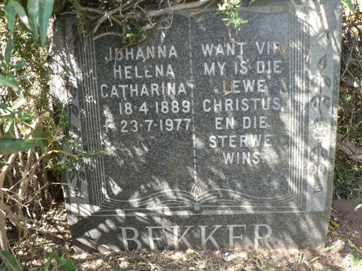 BEKKER Johanna Helena Catharina 1889-1977