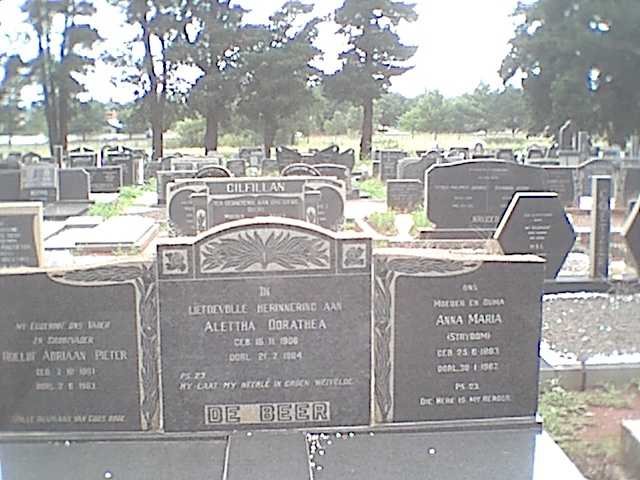 BEER, Adriaan Pieter, de :: DE BEER Anna Maria nee STRYDOM 1883-1962 :: DE BEER Alettha Dorathea 1906-1984